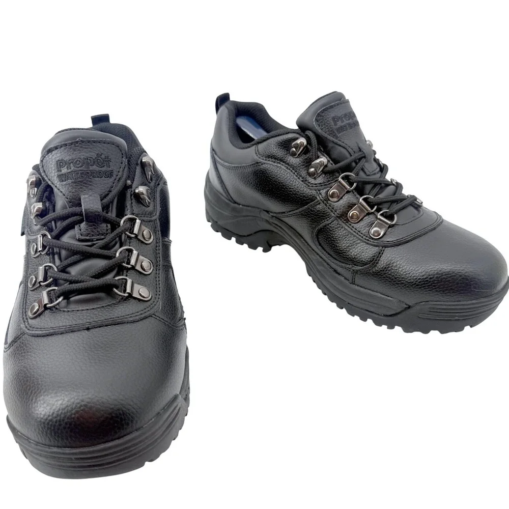 Propet Cliff Walker Low Hiking Boots Mens 9 Black Leather Waterproof Work Gorp